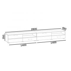 Тумба под ТВ Ларго 1,4 + Ларго 1,4, цвет корпус венге/фасады МДФ белый глянец, ШхГхВ 280х46х35 см., НЕ универсальная сборка | фото 8